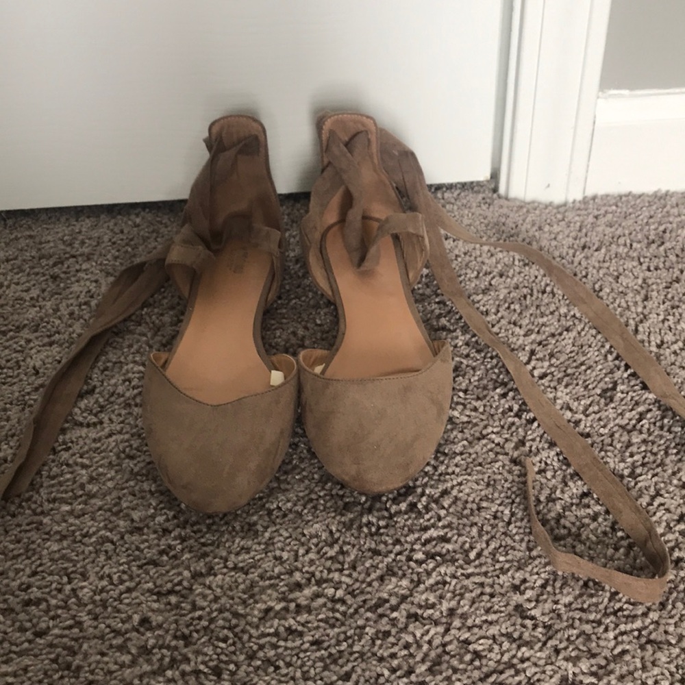Brown ankle wrap sandals